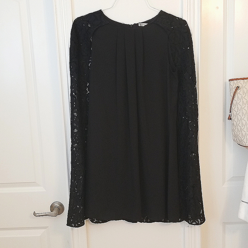 Chelsea & Violet Black Lace Cape Dress